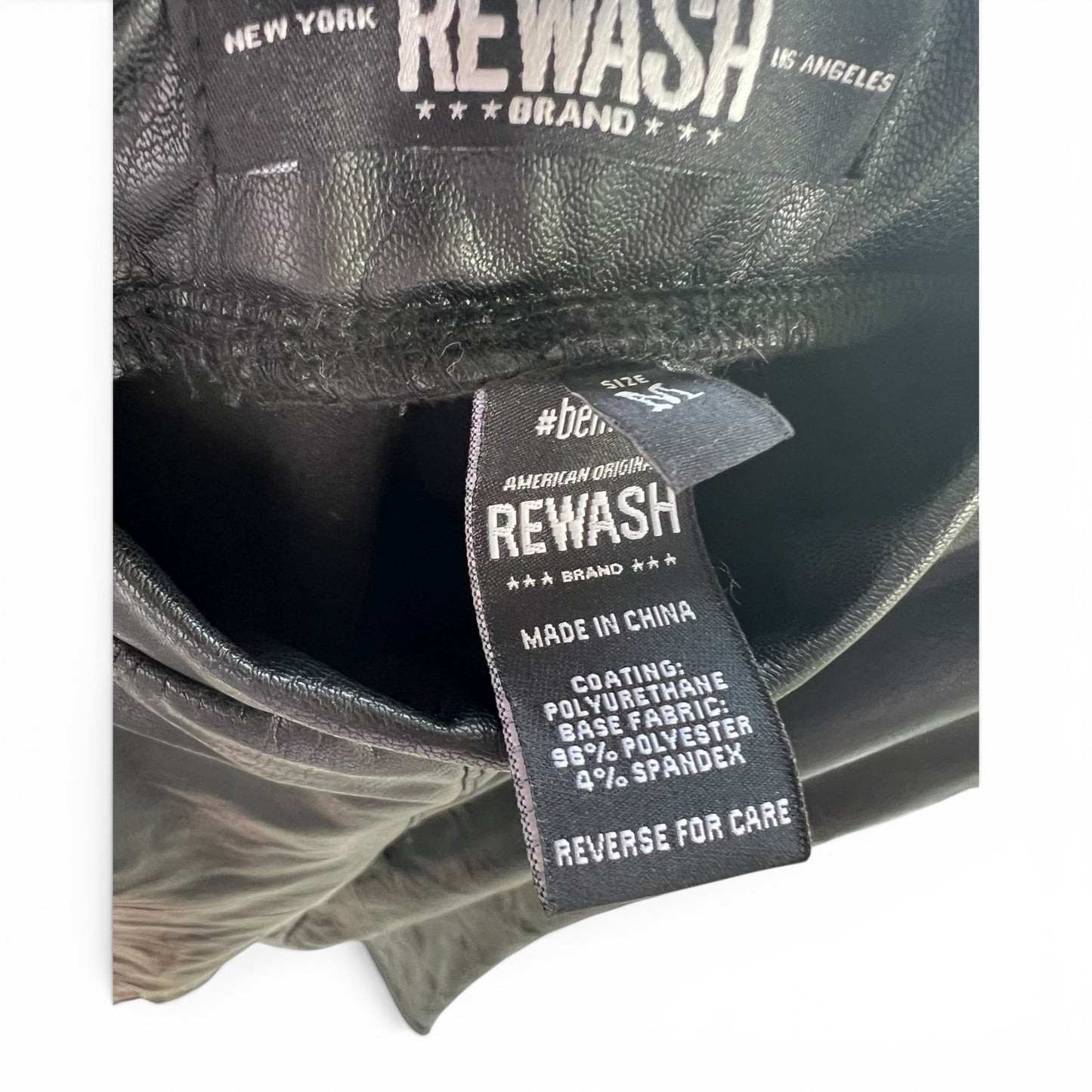 Rewash Faux Leather Pull-On Style Bootcut Black Pants, Size M