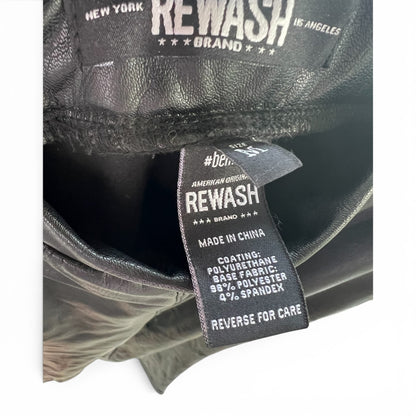 Rewash Faux Leather Pull-On Style Bootcut Black Pants, Size M