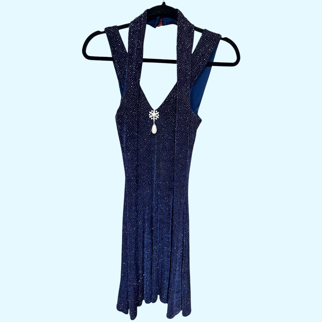 Betsy and Adam Vintage 90s Blue Sparkly Mini Dress, size 4