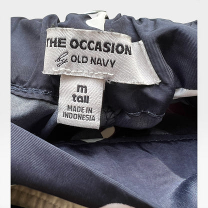 High-Waisted Taffeta Midi Skirt in Navy Dots from "The Occasion by Old Navy" Size MT