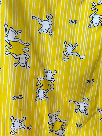 Vintage 70s Frog Tog Dress With Adorable Frog Cottagecore Pattern, Size S