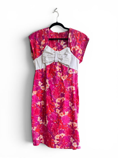 Vintage 1960s Tropical HibiscusPrint Hawaiian Dress, size s