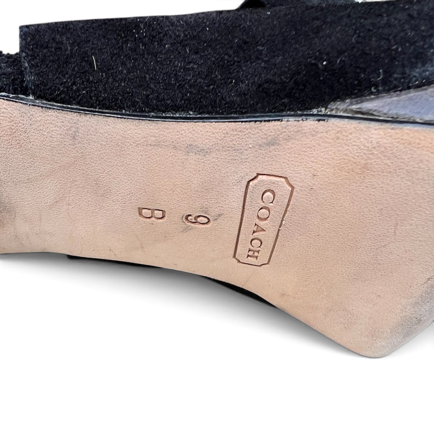 *Coach* Black Suede Two-Buckle Heels, Analeigh, Size 9