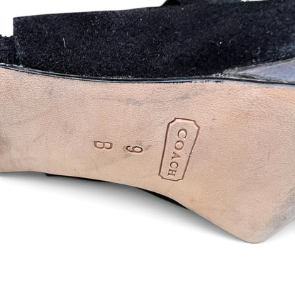 *Coach* Black Suede Two-Buckle Heels, Analeigh, Size 9