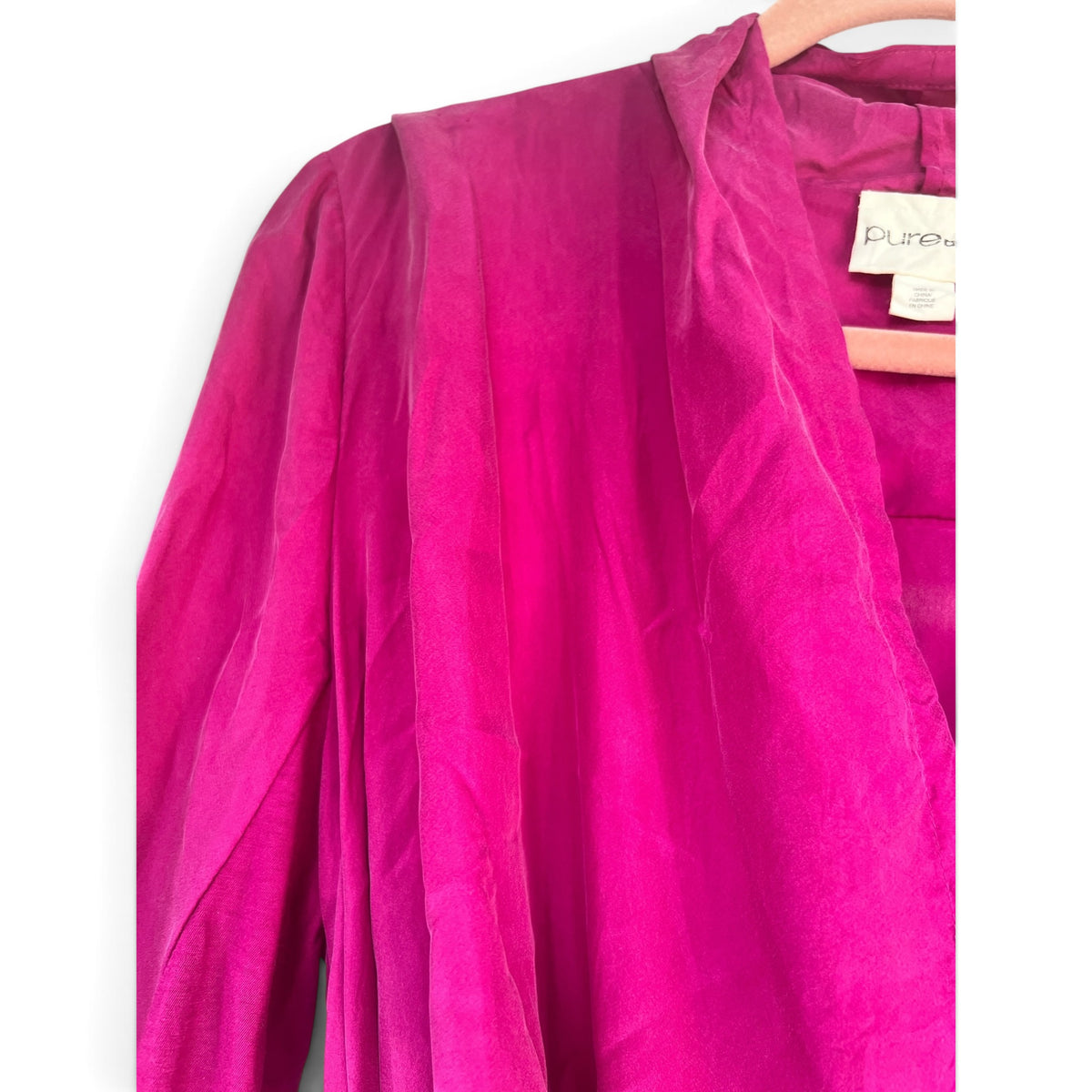 NWT Pure DKNY Magenta 100% Silk Blouse, Size L