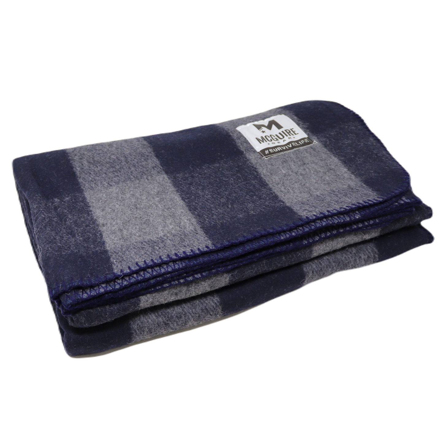 Bunkhouse Plaid Wool Camping Blanket - Navy/Grey