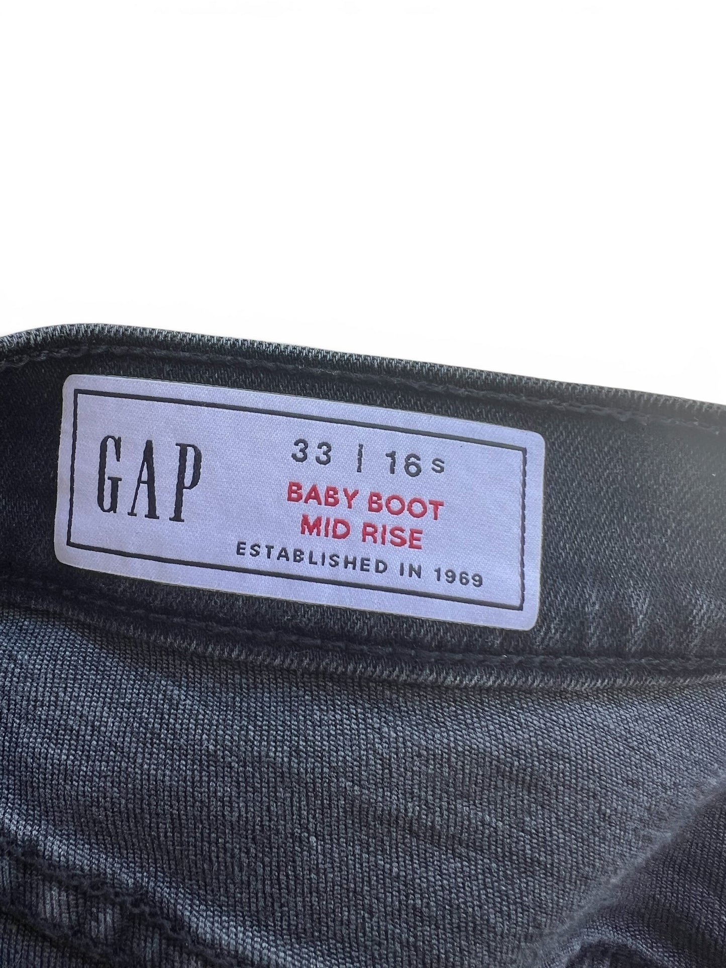 Gap Mid Rise “Baby Boot” cut Women’s Jeans Black/Grey, size 33/16s