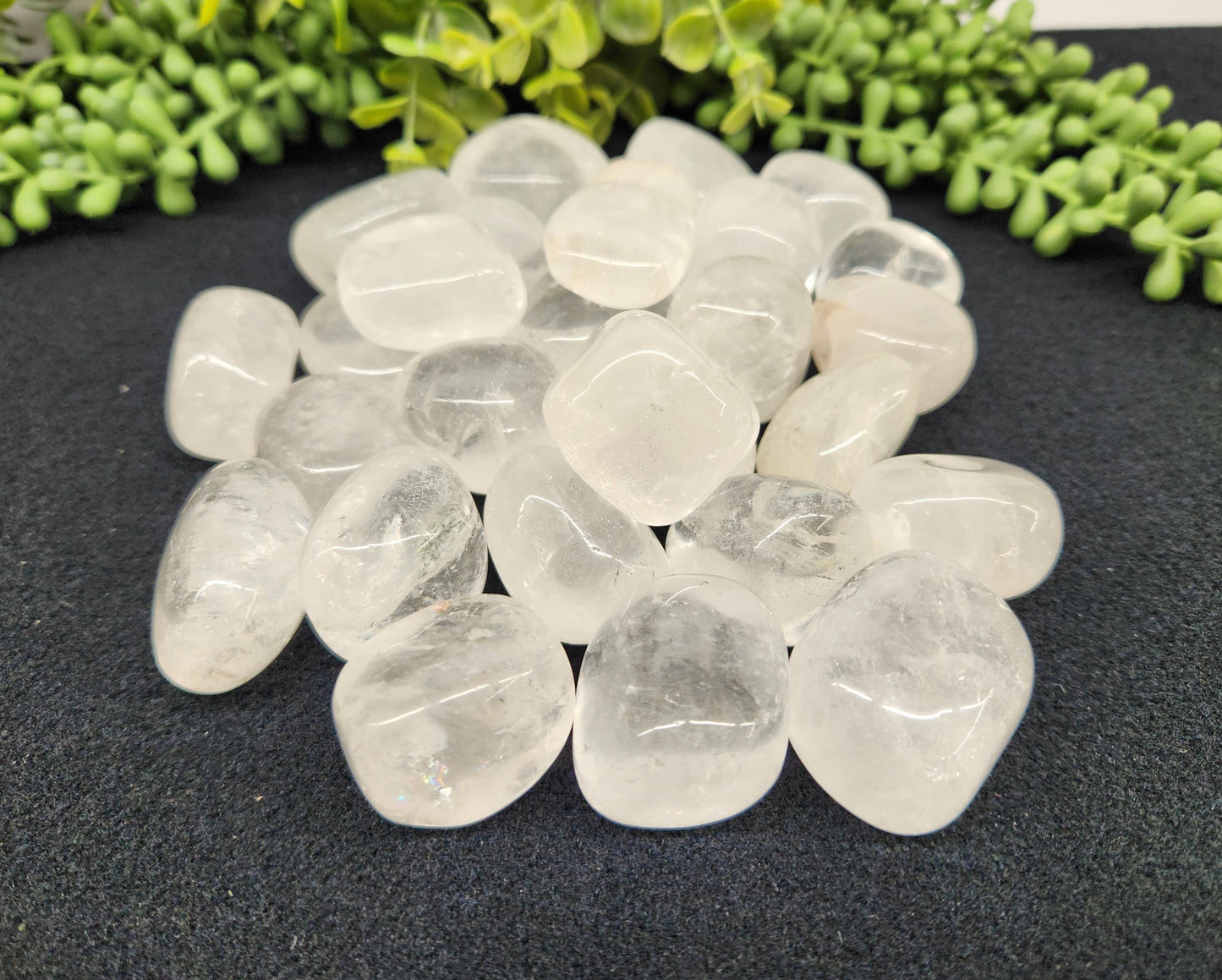 Clear Quartz Tumbled Stones for Clarity/Energy Healing (+ Dirty Witch pouch)
