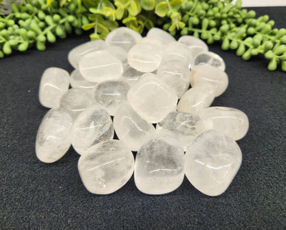 Clear Quartz Tumbled Stones for Clarity/Energy Healing (+ Dirty Witch pouch)