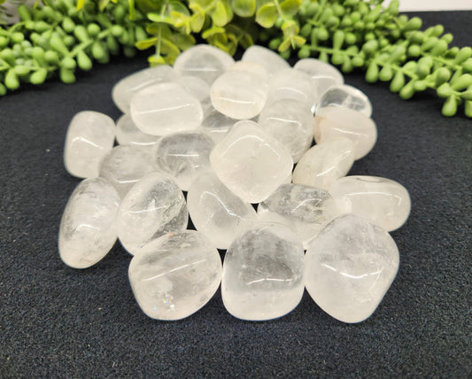 Clear Quartz Tumbled Stones for Clarity/Energy Healing (+ Dirty Witch pouch)