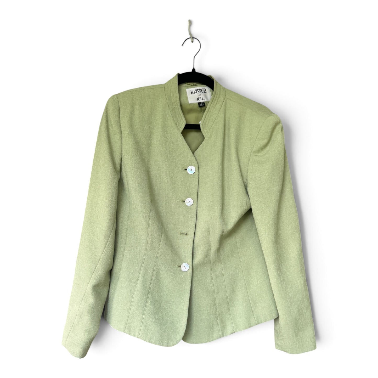 Kasper For ASL Celery Green Two-Piece Vintage 90s Y2K Skirt Suit, Size 8