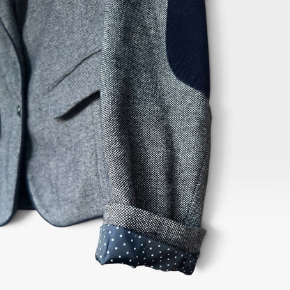 Gap - The Academy Blazer - Gray Wool Blend Tweed Blazer - Elbow Patches, Size 0