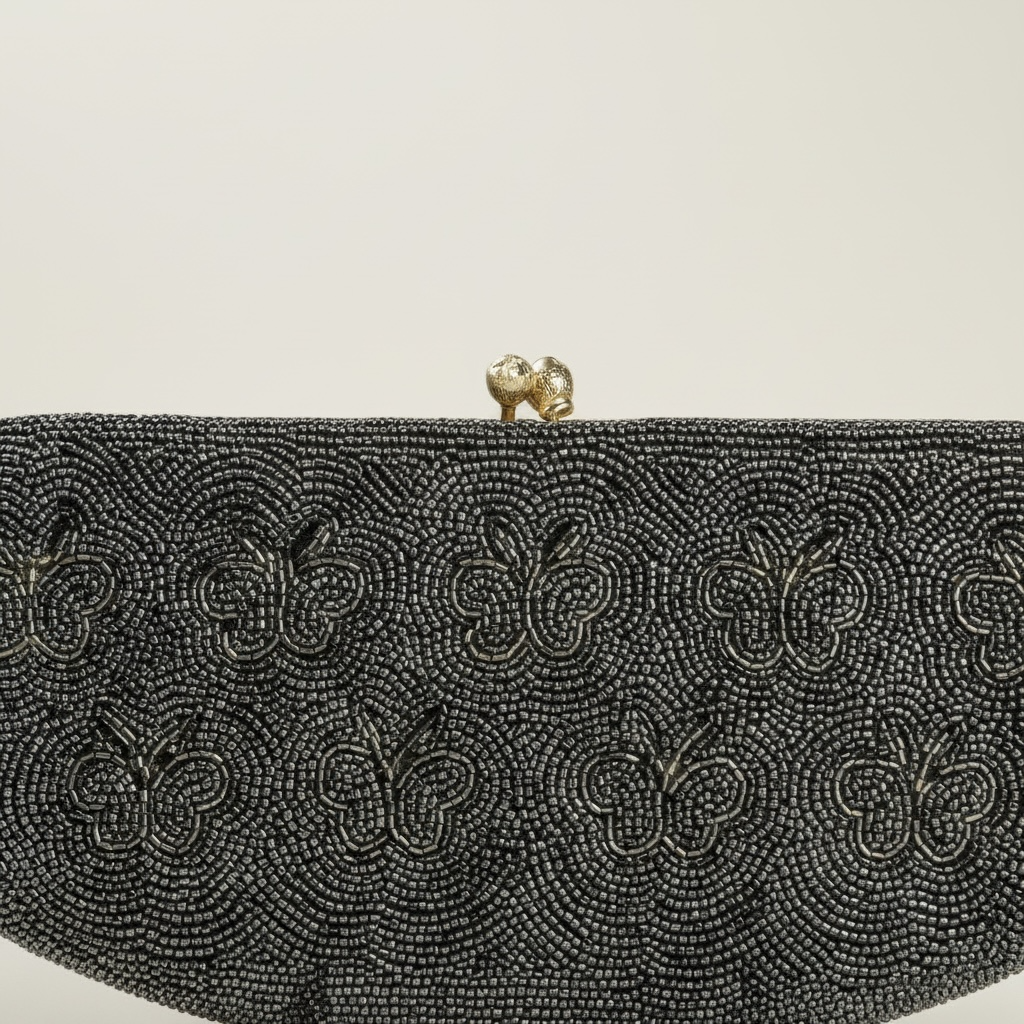 Vintage Beaded Butterfly Evening Bag Clutch