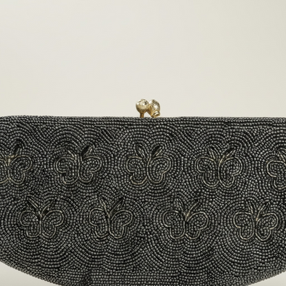 Vintage Beaded Butterfly Evening Bag Clutch