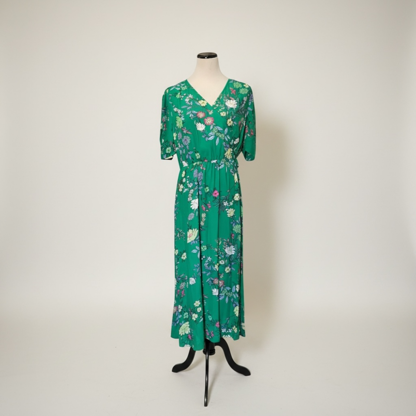 NWT Loft Green Floral Midi Dress, size 8