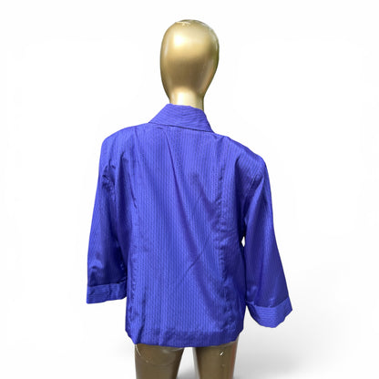 Vintage Purple Striped Single Button Blazer | Lightweight Boxy Crop Jacket, Size M/L