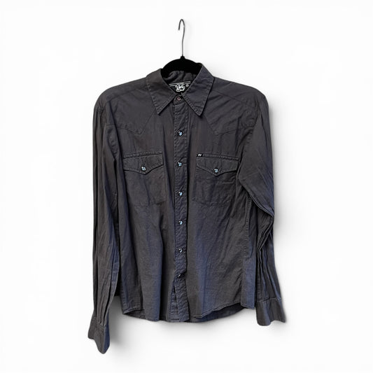 Sun Valley Western Vintage Grey Pearl Snap Shirt, size s