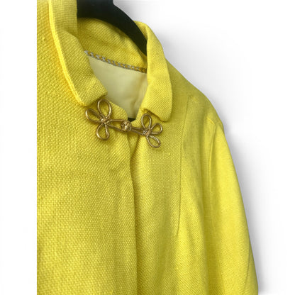 VTG 50s 60s Mod Custom Couture Swing Cape | Gold Frog Closure, Size S