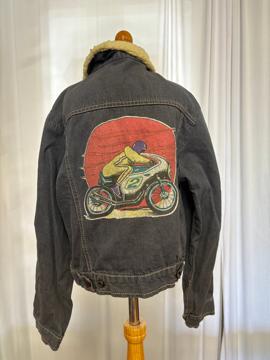 Vintage Kids Denim Jacket - Motorcycle Design