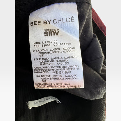 See By Chloé Vintage Preppy Black Corduroy Blazer, Contrast Trim, Size S