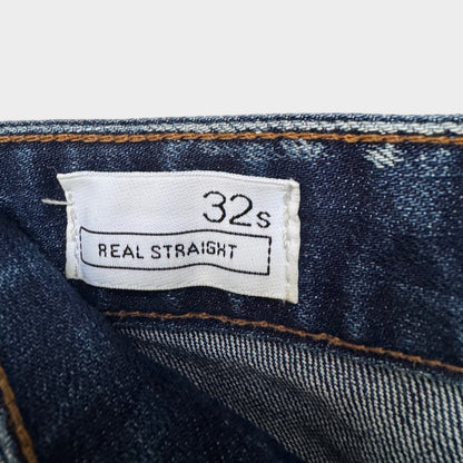 Gap “Real Straight” Distressed Jeans, Raw Edge, Size 32s