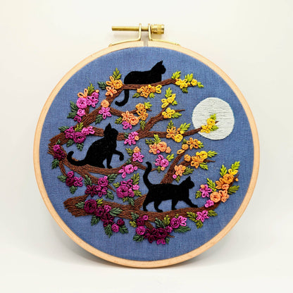 Cats & Full Moon Embroidery Kit