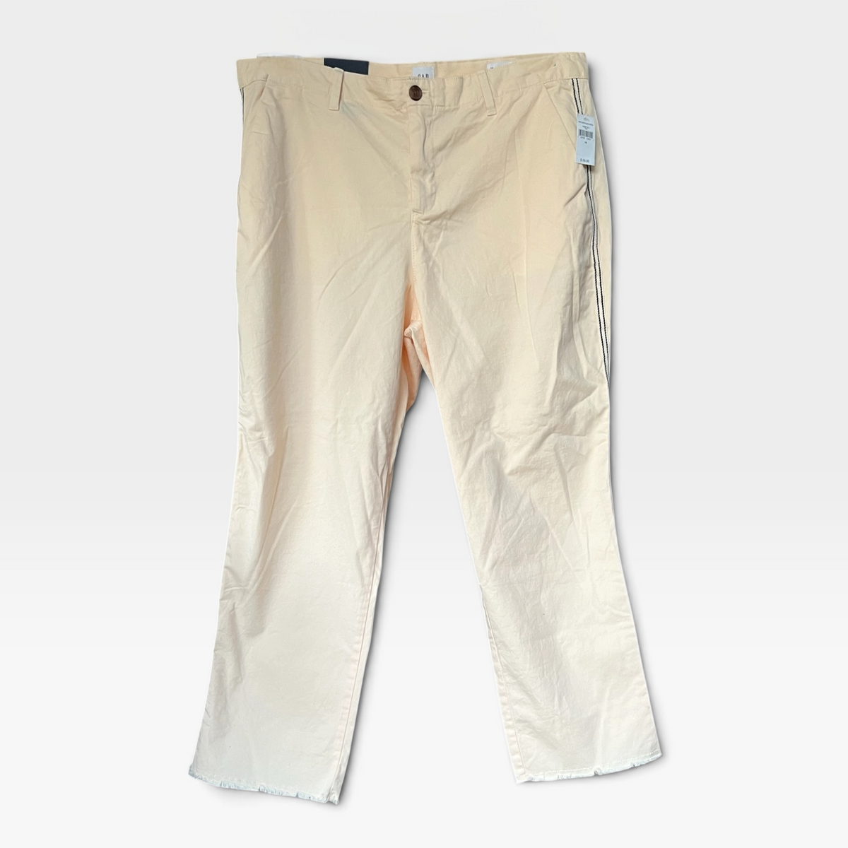 NWT Gap Girlfriend Chinos, Light Peach Color, Frayed Hem, Side Stripes, Size 16