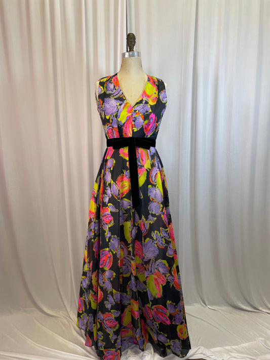 Stunning Vintage 60s Maxi Length Formal Dress, size small
