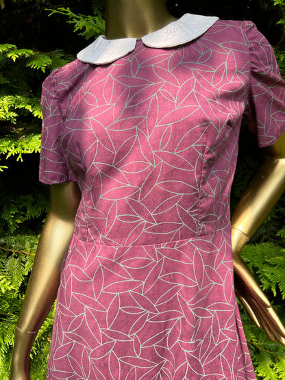 Purple Dress with Birds on Collar, size xs/s