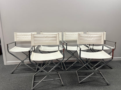 Vintage Mid Century Modern Chrome Directors Chairs 1970’s - Set of Six