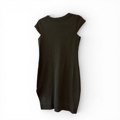 Lioness Black Body Con Ribbed Dress, size large
