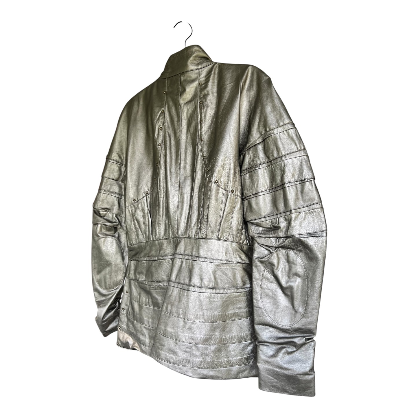 Vintage Ralph Lauren Collection Purple Label Leather Pewter Jacket, Size 6