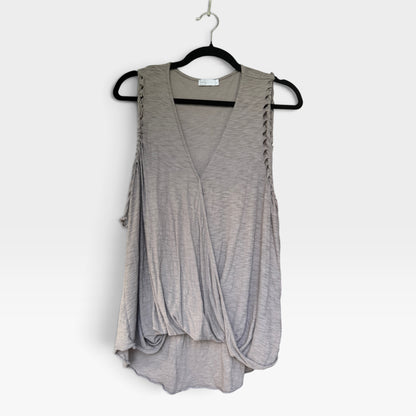 Bundle of Two Whisper-Weight Semi-Translucent Gray Tops, T&B, Michelle, Size M/L