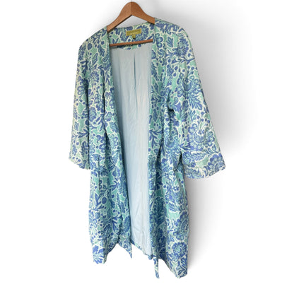 Sigrid Olsen Signature Blue Green Coastal Floral Duster Jacket, Size XL