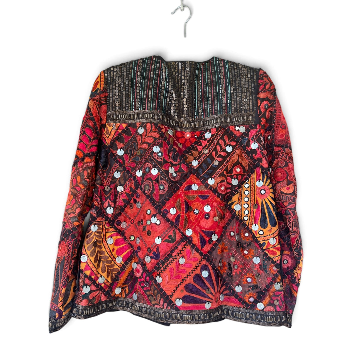 Free People *Rare* “Folk Rock” Embroidered Patchwork Mirror Jacket, Size L