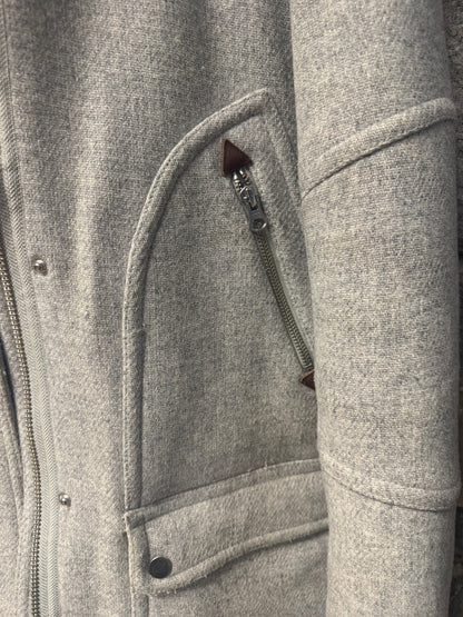 J. Crew Stadium Cloth Coat, Nello Gori, Faux Fur Hood, size 2