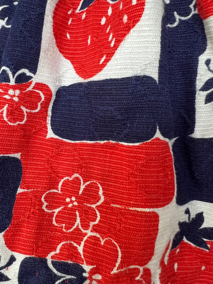 Vintage Strawberry & Floral Geometric Girls Dress, Size 7/8