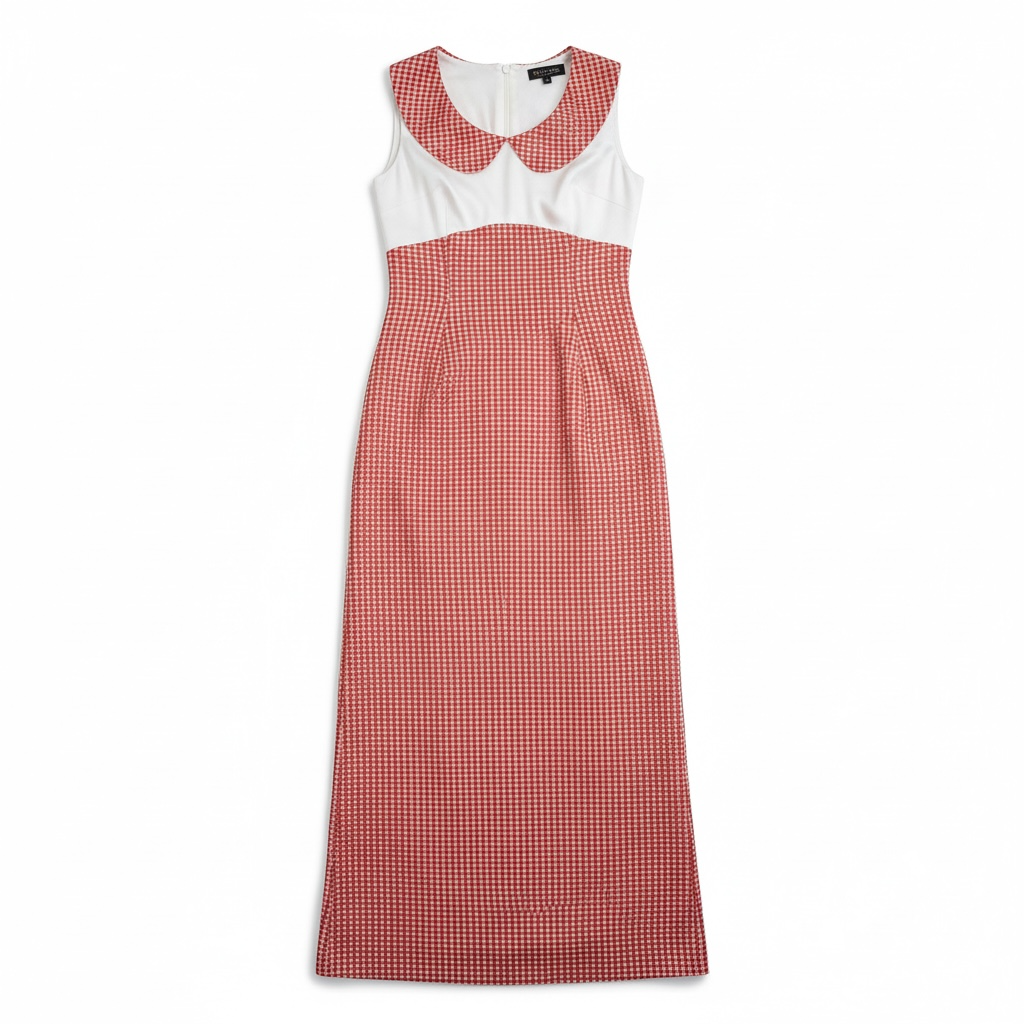 Vintage 60’s/70’s Red Gingham Maxi Dress, sz m