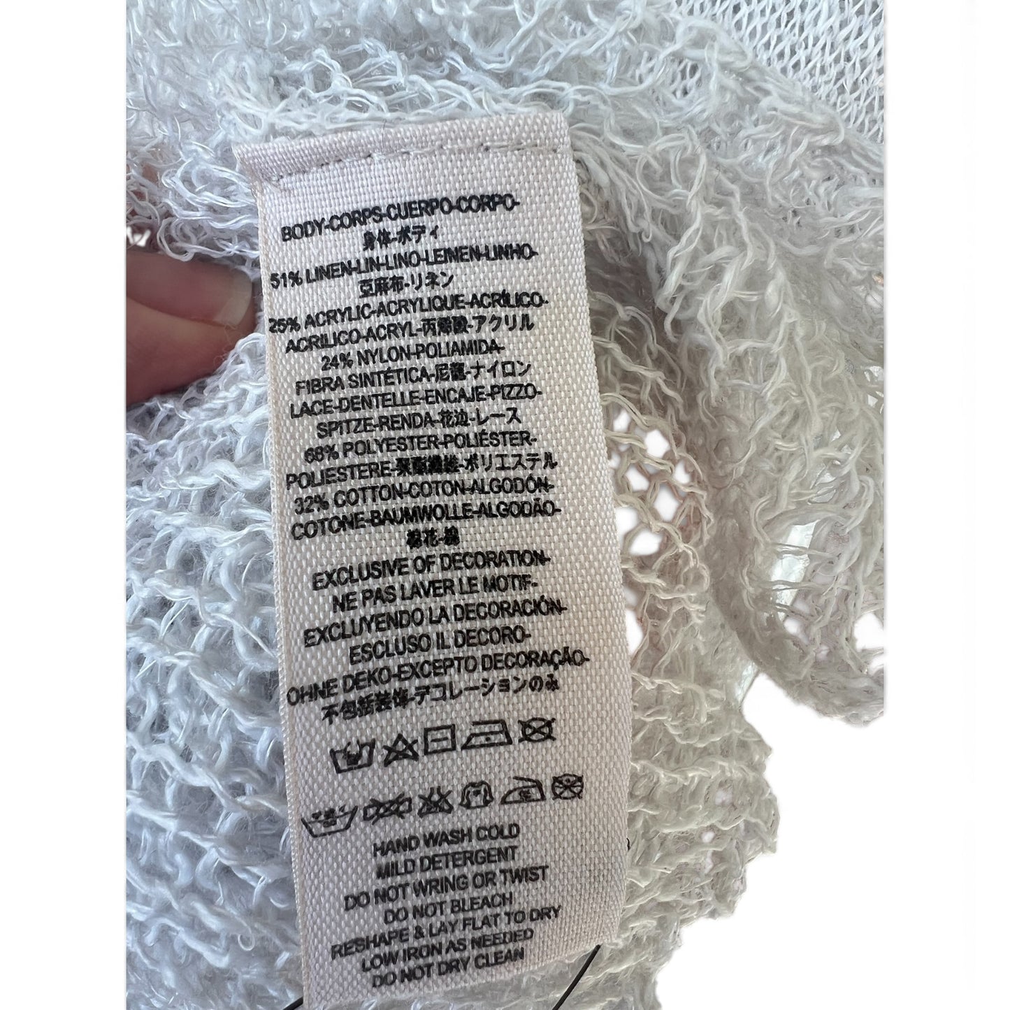 NWOT Free People Boho Open Knit Lace Fairy Tunic Dress White, Size Large