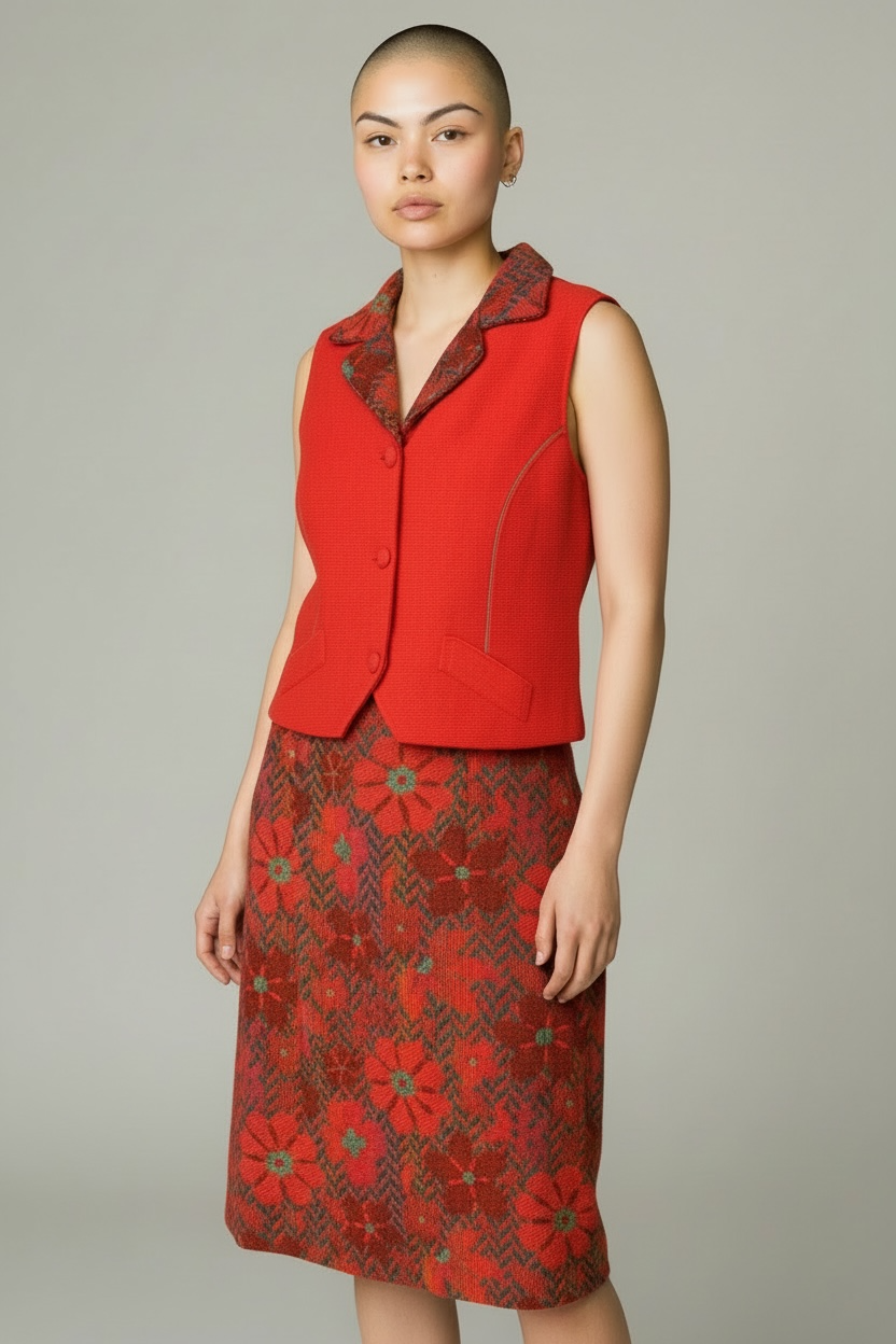 Vintage Sears 2-Piece Wool Vest+Skirt Set, size s