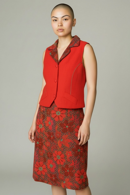 Vintage Sears 2-Piece Wool Vest+Skirt Set, size s