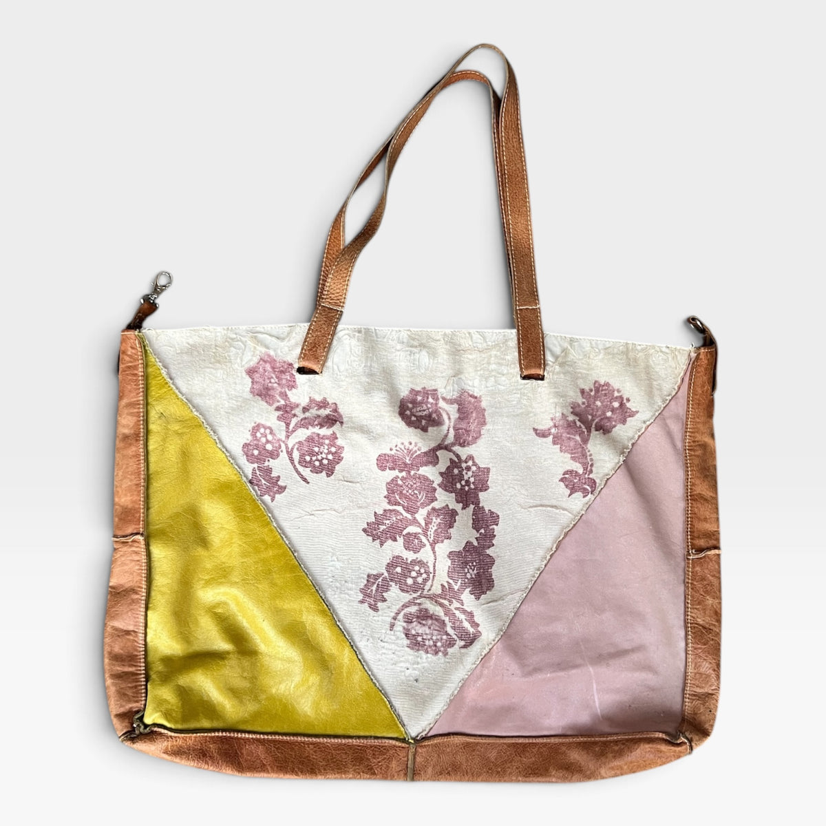 Authentic Mitzi Baker One-of-a-Kind Patchwork Leather Tote Bag Purse *Distressed*