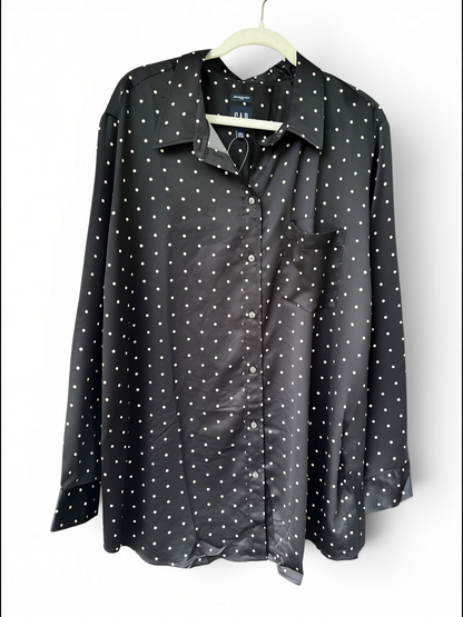 NWT Gap Black & White Polka Dot Boyfriend Shirt, Size XXL