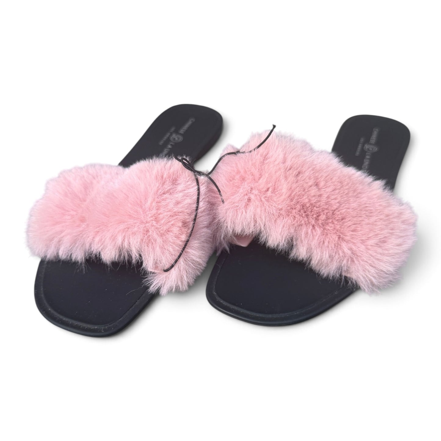 NWOT Chinese Laundry New Pink Fluffy Slides / Sandals, Size 8