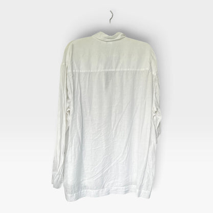 DKNY Pure 100% Linen White Button-Up Shirt, Size XXL