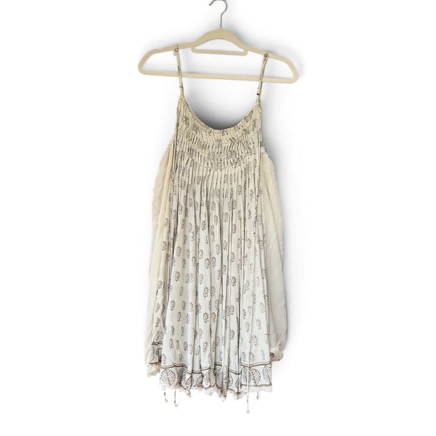 Free People One Imperial Palms Gauzy Flowy Raw Hemline Dress, Size M