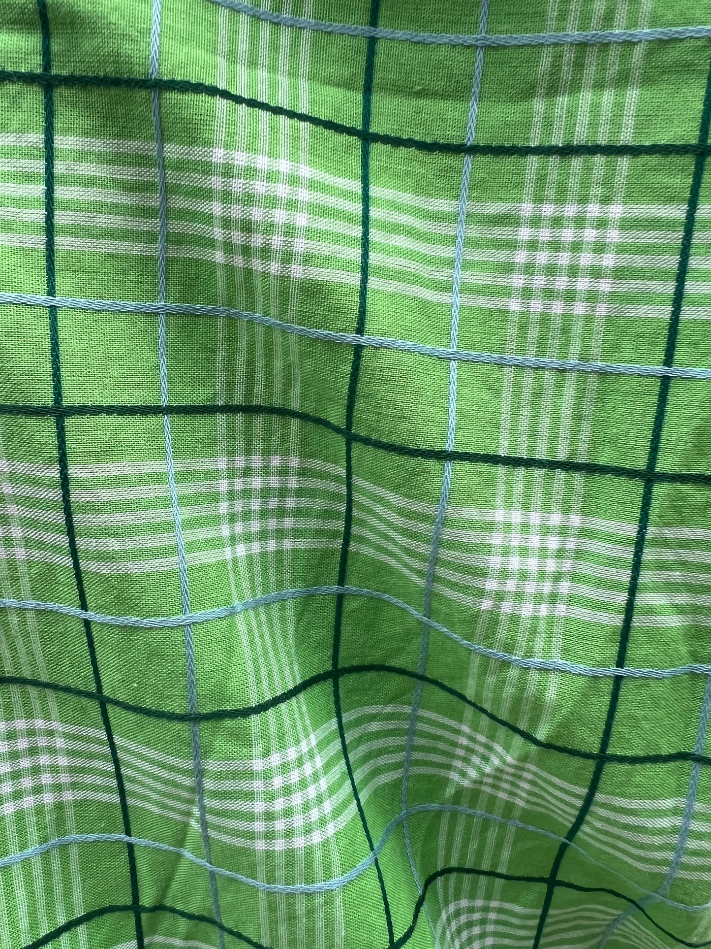 Vintage 70s Green Plaid Shirt Dress, 100% Cotton, Made in Portugal, Size M