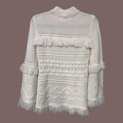 BB Dakota White Fringe Sweater