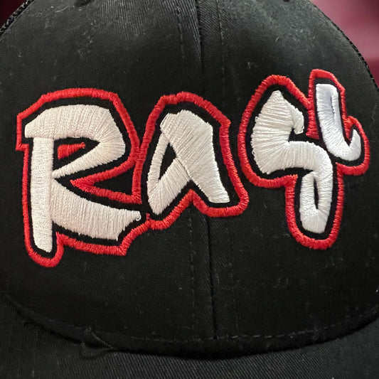 “Rage” Black Trucker Hat, Adjustable Size