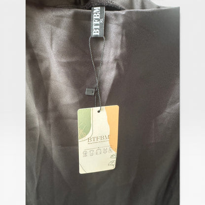 NWT BTFBM Black Satin Flowy Elastic-Waist Maxi Skirt, Size XL